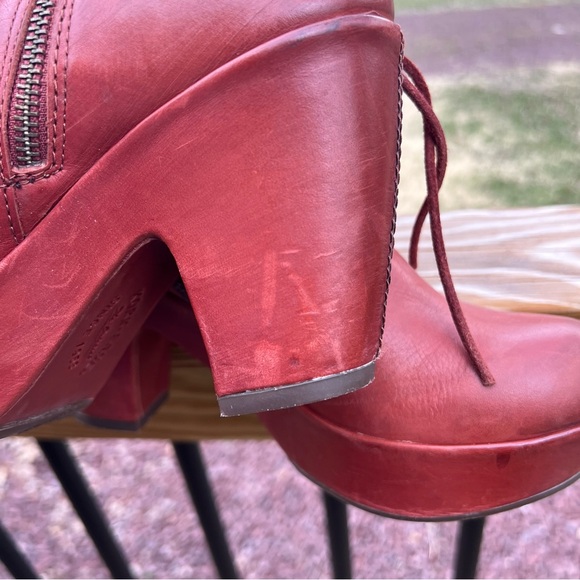 Kork-Ease Red Leather Platform Boots - Picture 7 of 9